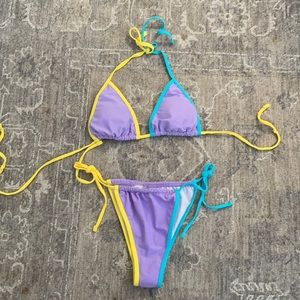 Purple color block bikini